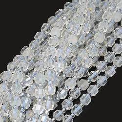 Natürliche weiße Topasperlenstränge, mit Glasperlen, facettiert, Doppelkegel, doppelt abgeschlossene Punktprismenperlen, 5~7x6 mm, Bohrung: 0.8 mm, ca. 48 Stk. / Strang, 15.55 Zoll (39.5 cm)