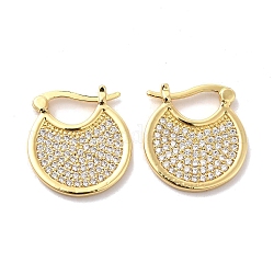 Прозрачные круглые серьги-кольца с кубическим цирконием, украшения из латуни для женщин, золотые, 20x18.5x2 мм, штифты : 1x0.7 мм