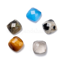 Кабошоны из натурального смешанного драгоценного камня, граненые, квадратный, 6x6x3 мм
