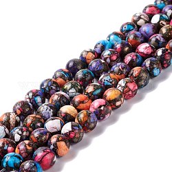 Brins de perles de pyrite synthétique et d'howlite teintées assemblées, ronde, colorées, 8mm, Trou: 1.2mm, Environ 51 pcs/chapelet, 16.14'' (41 cm)