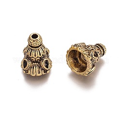 Gorro de aleación de estilo tibetano, cono, apétalo, oro antiguo, 16.5x11mm, agujero: 2 mm