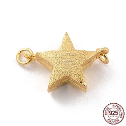 925 fascette magnetiche in argento sterling, con anelli di salto, stella strutturata, oro, 14x10x5mm, Foro: 1.2 mm
