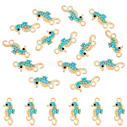 DICOSMETIC 50Pcs Seahorse Connector Charms Light Gold Rhiestone Seahorse Pendants Ocean Charms Connector Double Loop Alloy Links Connectors for DIY Jewelry Crafts Making, Hole: 2mm
