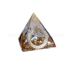 Decorazioni per display in resina piramidale orgonite, con accessori di ottone, lamina d'oro e scaglie di pietra di luna naturale all'interno, per scrivania da casa, 50mm