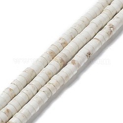 Natürliche Howlith Perlen Stränge, Flache Runde / Scheibe, heishi Perlen, 6x3~3.5 mm, Bohrung: 1 mm, ca. 114 Stk. / Strang, 14.65~14.76'' (37.2~37.5 cm)