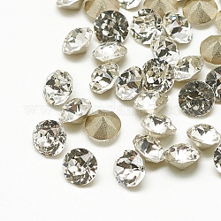 Cabujones de cristal con rhinestone, espalda plateada, facetados, diamante, cristal, 5x4mm