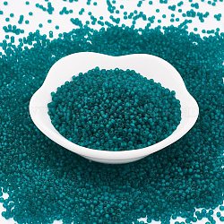 Cuentas de semillas japonesas toho, redondo, 11/0, (7bdf) verde azulado transparente frost, 2x1.5mm, agujero: 0.5 mm, aproximamente 42000 unidades / libra