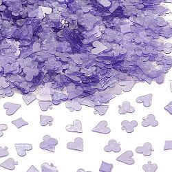 Пластиковые бусины с пайетками, матовый стиль, шитье ремесленных украшений, знаки игральных карт, синий фиолетовый, 6x5~6x0.3 мм