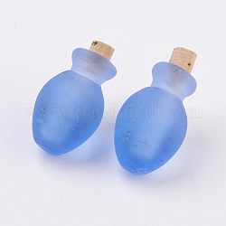 Lampwork handmade pendenti bottiglia di profumo, bottiglia di olio essenziale, smerigliato, blu fiordaliso, 29~30mm, Foro: 5~5.5 mm, capacità della bottiglia: 0.5~1 ml (0.017~0.03 fl. oz)