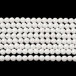 Perlenstränge aus kubischen Zirkonia-Imitationsperlen, Runde, weiß, 3 mm, Bohrung: 0.7 mm, ca. 114~117 Stk. / Strang, 14.80''~14.96'' (37.6~38 cm)