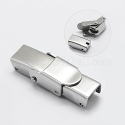 304 Stainless Steel Watch Band Clasps, Rectangle, Stainless Steel Color, 26x9.5x7mm