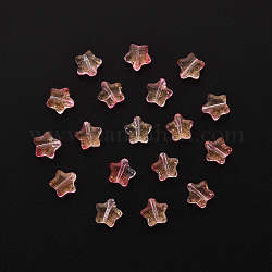 20pcs perles de verre peintes à la bombe, avec de la poudre de paillettes, étoiles du nord, rose, 8x8.5x4mm, Trou: 1mm