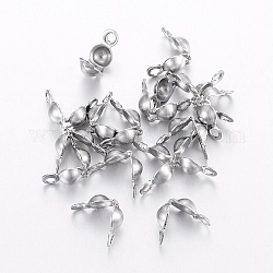 304 Stainless Steel Bead Tips, Calotte Ends, Clamshell Knot Cover, Stainless Steel Color, 7.5x4mm, Hole: 1.2mm, Inner Diameter: 3.5mm