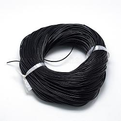 Полированные кожаные шнуры из натуральной кожи, чёрные, 1.5 мм, около 100 ярдов / пучок (300 фута / пучок)
