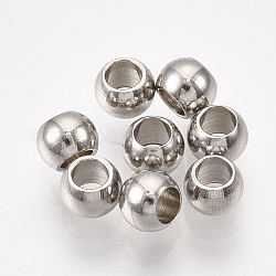 Perles en 304 acier inoxydable, ronde, couleur inoxydable, 4x3mm, Trou: 2mm