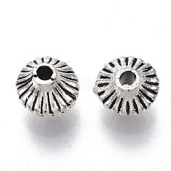 Perles en alliage de style tibétain, sans cadmium et sans plomb, perles ondulées, Toupie, argent antique, 6.5x5.5mm, Trou: 1.5mm, environ 1490 pcs/1000 g