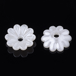 10-pétalo tapas de cuentas de perlas de imitación de plástico abs, flor, blanco cremoso, 10x3mm, agujero: 1.6 mm
