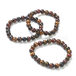 Natürlichen Tigerauge Perlen Stretch-Armbänder, Runde, Perlen: 8~8.5 mm, Innendurchmesser: 2-1/8 Zoll (5.5 cm)