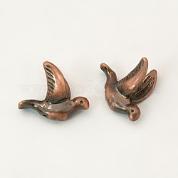 Brass Beads, Lead Free and Nickel Free, Bird, Red Copper Color, Size: about 13mm wide, 11mm long, 6mm thick, hole: 1.5mm