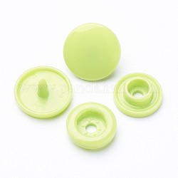 Fermetures à pression en résine, boutons imperméables, plat rond, jaune vert, bouchon: 12x6.5mm, pin: 2 mm, stud: 10.5x3.5mm, Trou: 2mm, prise: 10.5x3 mm, Trou: 2mm