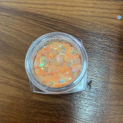 Shining Nail Art Decoration Accessories, with Glitter Powder and Sequins, DIY Sparkly Paillette Tips Nail, Mixed Shapes, Dark Orange, Powder: 0.1~0.5x0.1~0.5mm, Sequin: 0.5~5x0.5~5mm, about 1g/box