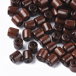 Des perles en bois naturel, perles en bois ciré, teinte, colonne, selle marron, 7x6mm, Trou: 1.5mm