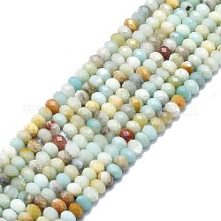 Natürliche Blumen Amazonit Perlenstränge, facettiert, Rondell, 6x4 mm, Bohrung: 1 mm, ca. 85~90 Stk. / Strang, 15.55 Zoll (39.5 cm)