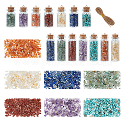 SUPERFINDINGS DIY Drift Bottle Making Kit, Including Natural & Synthetic Chip Beads, Glass Bottle, Iron Screw Eye Pin Peg Bails, Jute Cord & Cartons, Mixed Color, 7style/box