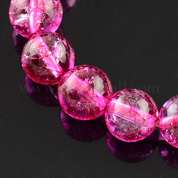 Chapelets de perles en quartz naturel craquelé, teinte, ronde, rose foncé, 8~9mm, Trou: 1mm, Environ 46 pcs/chapelet, 15.3 pouce