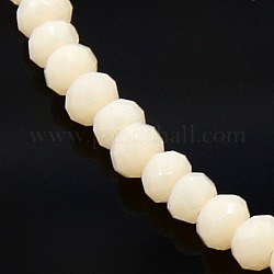 Opaque Solid Color Crystal Glass Faceted Rondelle Beads Strands, Cornsilk, 3.5x2.5~3mm, Hole: 1mm, about 120pcs/strand, 14 inch