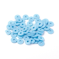 Umweltfreundliche handgemachte Fimo-Perlen, Disc / Flachrund, heishi Perlen, Licht Himmel blau, 8x0.5~1 mm, Bohrung: 2 mm, ca. 13000 Stk. / 1000 g