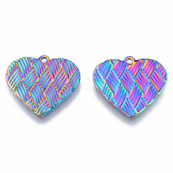 Ion Plating(IP) 304 Stainless Steel Pendants, Heart, Rainbow Color, 20x22x1.5mm, Hole: 1.5mm