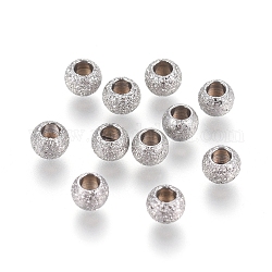Perles séparateur texturées en 304 acier inoxydable , ronde, couleur inoxydable, 3x2mm, Trou: 1.5mm