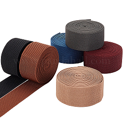 PandaHall Elite 15M 6 Colors Polyester Thick Elastic Wide Band, for Webbing Garment Sewing Accessories, Flat, Mixed Color, 39mm, about 2.5m/color