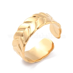 Placcatura ionica (ip) 304 anello per polsino aperto a foglia in acciaio inossidabile per donna, oro, diametro interno: 17.3mm
