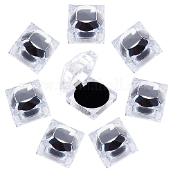 Chgcraft透明プラスチックリングボックス  スポンジで  アクセサリー箱  正方形  ブラック  4.55x4.55x4.2cm