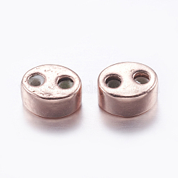 Latón enlaces multifilares, con caucho, oval, oro rosa, 9.5x7.5x5mm, agujero: 2 mm