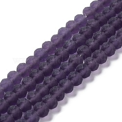 Chapelets de perles en verre transparente  , facette, mat, rondelle, violet, 6x4.5mm, Trou: 1.4mm, Environ 86 pcs/chapelet, 16.14 pouce (41 cm)