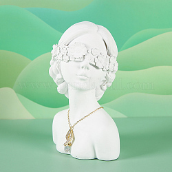 Девушка бюст ожерелье из смолы витрины, держатели ювелирных изделий для хранения одного ожерелья, фото реквизит, белые, 7.45x8.9x13.9 см