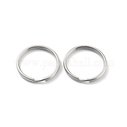 304 Stainless Steel Split Key Rings, Keychain Clasp Findings, 2-Loop Round Ring, Stainless Steel Color, 29.5x3mm, Single Wire: 1.5mm