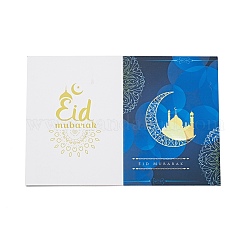 Rettangolo eid mubarak biglietto di auguri di carta a tema ramadan, biglietto di benedizione festivo, cielo blu profondo, 136x202x0.5mm
