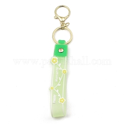 Porte-clés en corde pvc fleur, accessoire en alliage de zinc, pour sac, décoration de pendentif de bouteille de sable mouvant, lime green, 17.5 cm