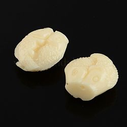 Resin Beads, Fish, Beige, 19x13x6mm, Hole: 1mm