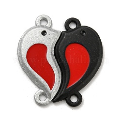 Окрашенные распылением подвески из сплава в форме сердца для пары, Инь-Ян сердечные связи, красные, 21x20x18 мм, отверстие : 1.5~1.6 мм