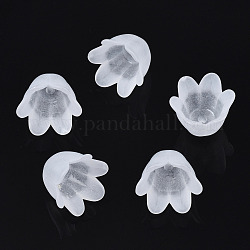 Transparentes bouchons acrylique de perles, mat, fleur, 6 pétales, clair, 8x10.5x10.5mm, Trou: 1.4mm