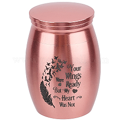 CREATCABIN Small Pet Urns Your Wings were Ready But My Heart was Not Memorial Ashes Holder Mini Metal Cremation Stainless Steel Urns for Pet Dog Cat Bird Rabbit 1.16 x 1.59 Inch Pink