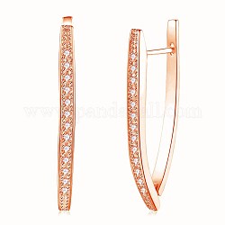 Романтические серьги-кольца из латуни с фианитом, прозрачные, розовое золото , 37x3 мм