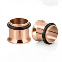 316 tornillo quirúrgico de acero inoxidable medidores de oído túneles de carne tapones, oro rosa, 3/8 pulgada (10 mm)