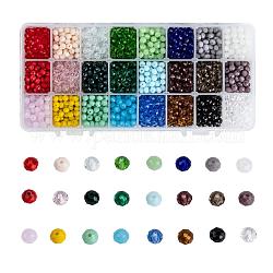 Perle di vetro, sfaccettato, rondelle, colore misto, 6x5mm, Foro: 1 mm, 24 colori, 100 pz / colore, 2400pcs/scatola