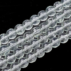 Chapelets de perles en verre transparent drawbench, peint à la bombe, ronde, azur, 4mm, Trou: 1.1~1.3mm, 31.4 pouce